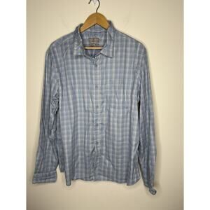 Falls Creek Mens Size XL No Tuck Oxford Shirt Button Down Long Sleeve Blue Plaid